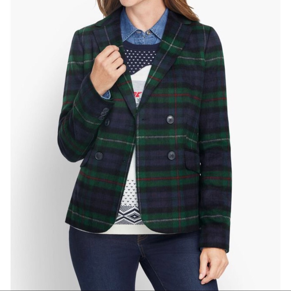 TALBOTS Plaid Blazer Jacket Wool Blend Button Front Size 12 NWOT Preppy Office - Picture 4 of 10